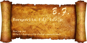 Benyovits Fülöp névjegykártya